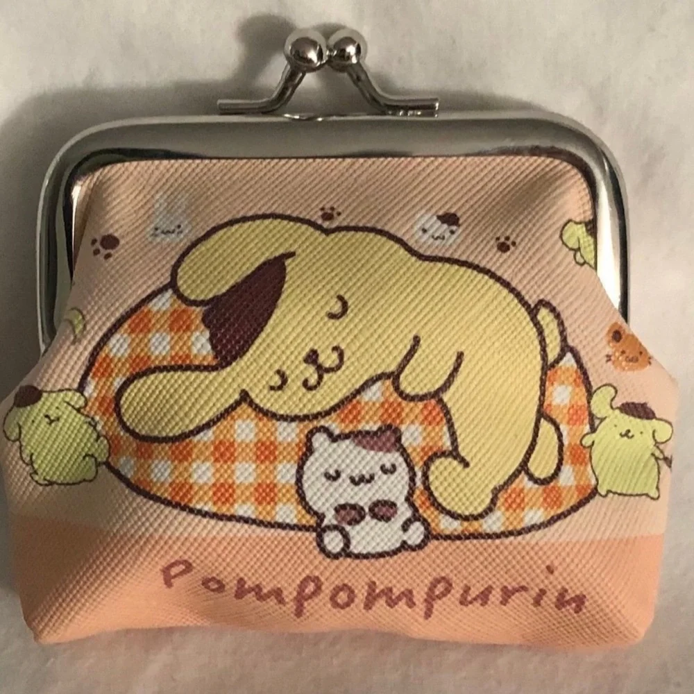 Hello Kitty PomPomPurin  coin purse small peach. 4” ”WX 3-1/“H